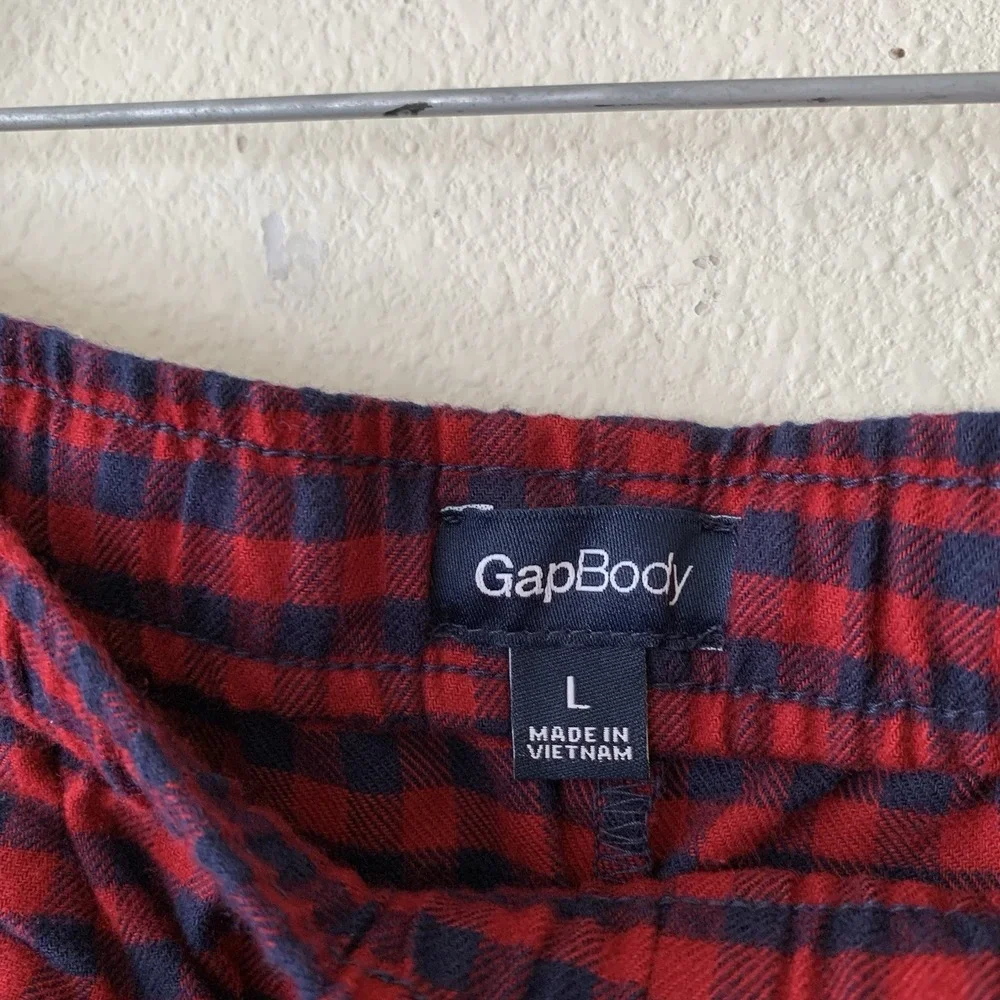 NEW Gap Body Womens Cotton Flannel Pajama Pants Red Blue Check Loungewear Large